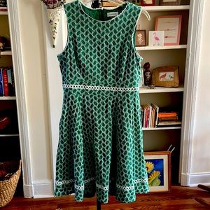 Emerald and white Calvin Klein sleeveless dress